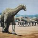 Reprodução digital do dinossauro 'Arrudatitan maximus', que viveu no interior de SP