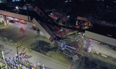 Trem cai de viaduto na Cidade do México