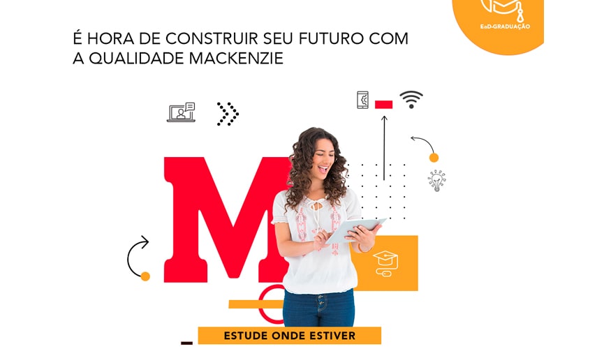 Arte de divulgação das aulas da faculdade Mackenzie