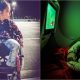 Menina em cadeira de rodas e foto em poltrona de avião