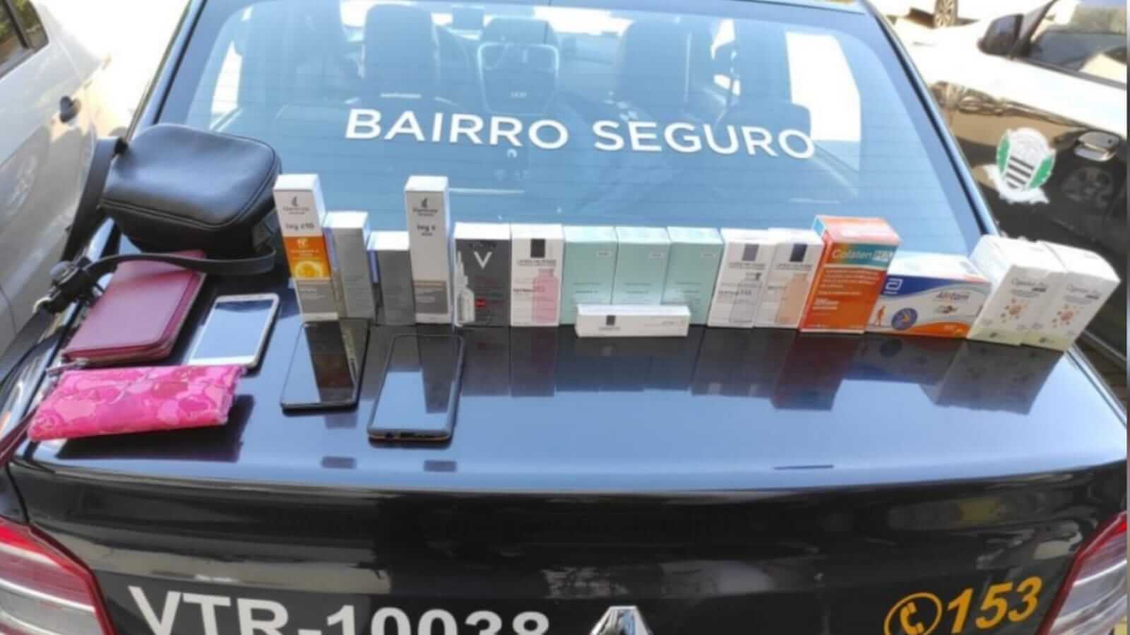 Itens furtados de farmácia em Jundiaí