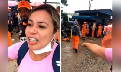 Ativista política durante greve de coletores de lixo em Jundiaí