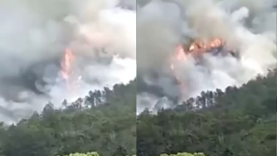 Fogo em áreas montanhosas pegando fogo na china