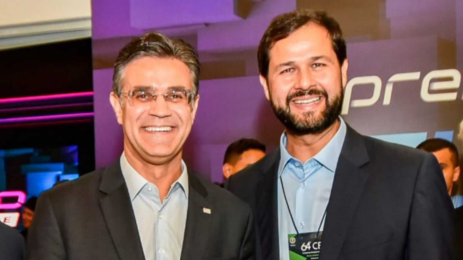 Rodrigo Garcia e Luiz Fernando Machado no Palácio dos Bandeirantes (1º de abril de 2022)
