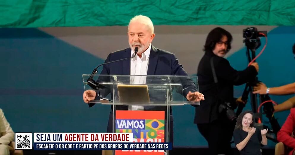 Lula em discurso de lançamento para sua chapa nas eleições de 2022
