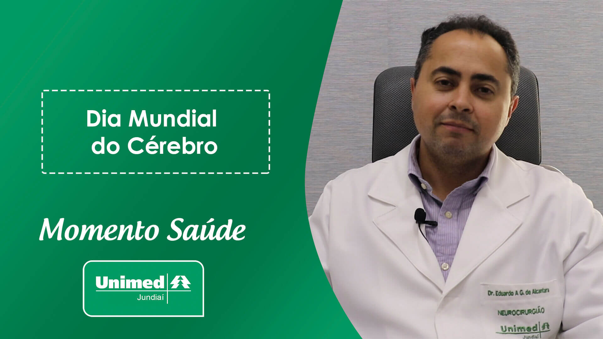 Thumb de vídeo da Unimed com médica em fundo verde