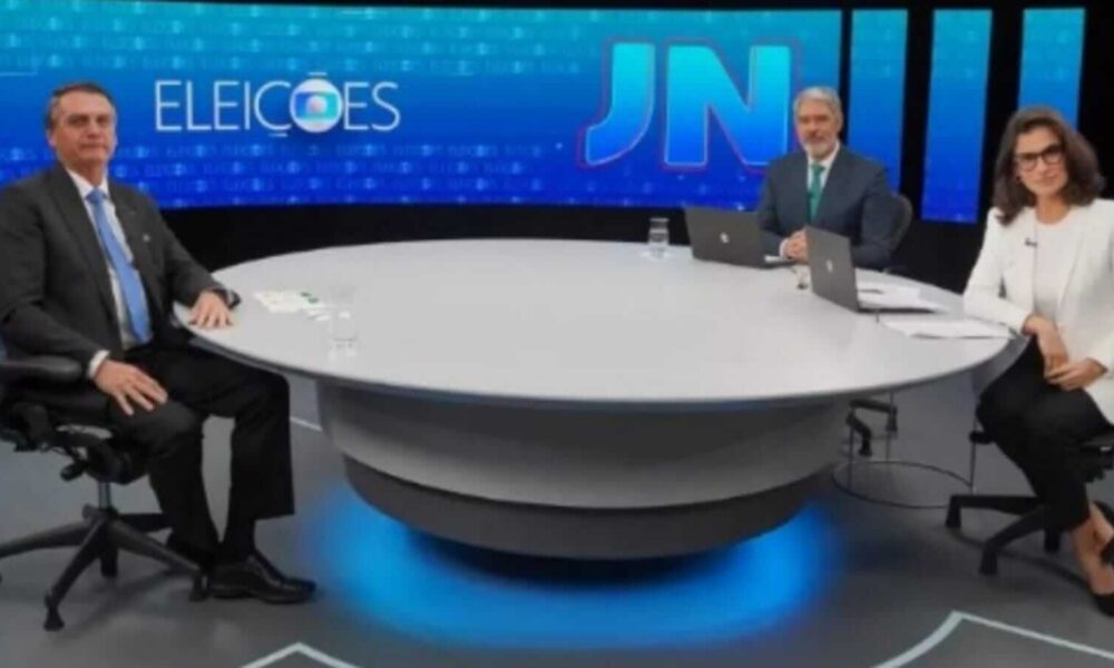 Bolsonaro, William Bonner e Renata Vasconcellos no Jornal Nacional