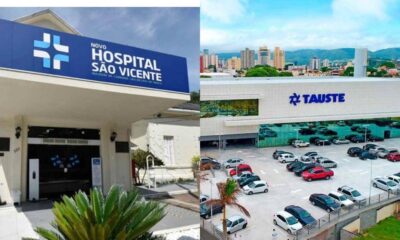Hospital São Vicente na esquerda e na direita o Supermercado Tauste