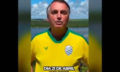 Ex-presidente Jair Bolsonaro em vídeo convocando apoiadores para manifestação no Rio