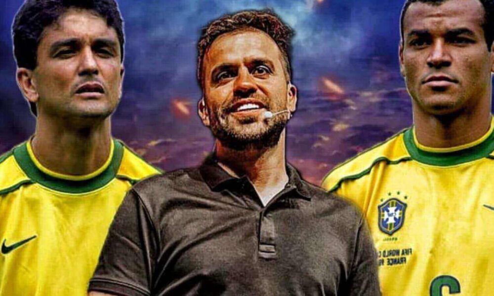 Pôster do evento Jogo dos Campeões em Jundiaí, com as presenças confirmadas de Bebeto, Cafu e Pablo Marçal.