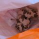 Filhotes de cachorro recém-nascidos encontrados em saco plástico laranja, abandonados em meio a entulhos