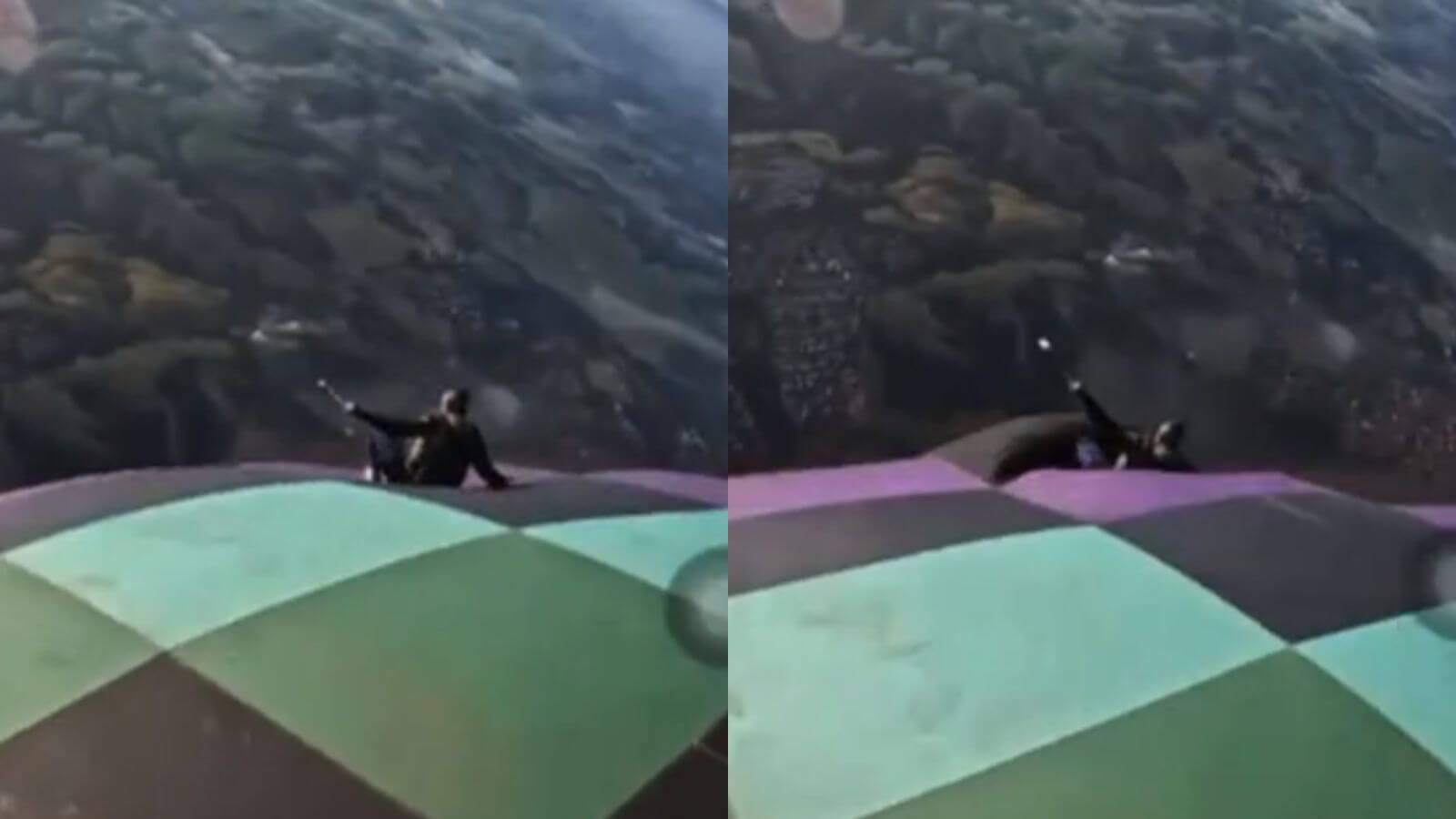 Homem sofre queda livre dentro de balão durante salto de paraquedas