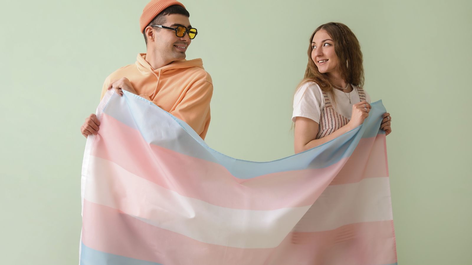 Pessoas transexuais segurando bandeira, STF retoma debate sobre atendimento de pessoas transexuais no SUS
