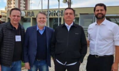 Albino, ao lado de Jair Bolsonaro, Parimoschi e o prefeito de Jundiaí, Luiz Fernando Machado