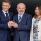 Presidente da França, Emanuel Macron, com presidente Lula e primeira-dama Janja, que representará Lula nas Olimpíadas de Paris