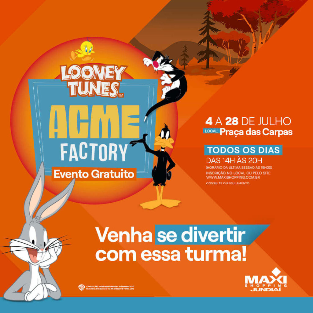 Maxi Shopping promove evento Looney Tunes ACME Factory