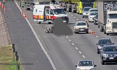 Motociclista fica ferido após colisão na Rodovia dos Bandeirantes em Jundiaí