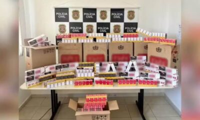Maços de cigarros contrabandeados apreendidos pela Polícia de Jundiaí
