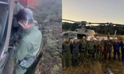 Cachorro resgatado por helicóptero águia