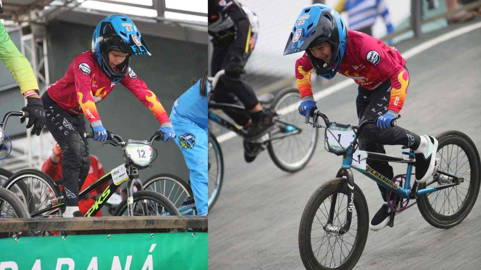 Atleta mirim no Campeonato Brasileiro de BMX Racing 2024.