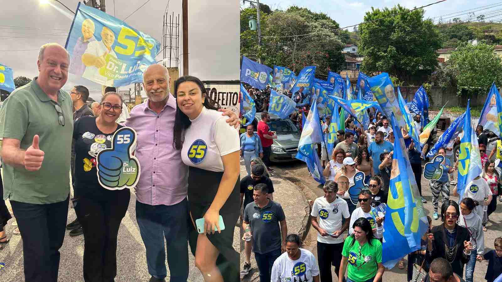 Dr. Luiz com moradores de Campo Limpo Paulista em caminhada de campanha eleitoral.