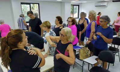 Idosos participando do programa de exercícios grátis na Faculdade de Medicina de Jundiaí.